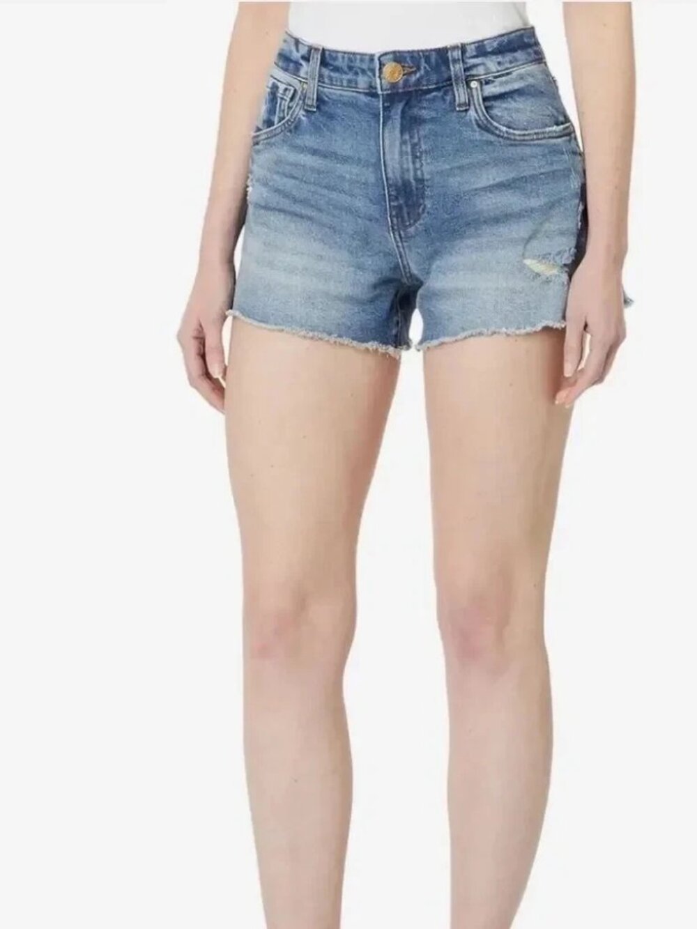 NWT Kut From The Kloth Jane High Rise Short Sz 12 Blue Denim Stretch Distressed